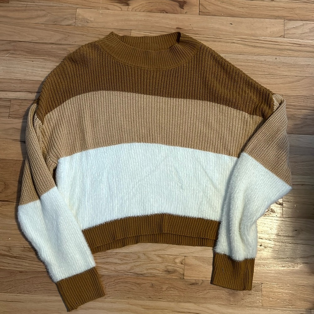 Shein Tan & White Sweater